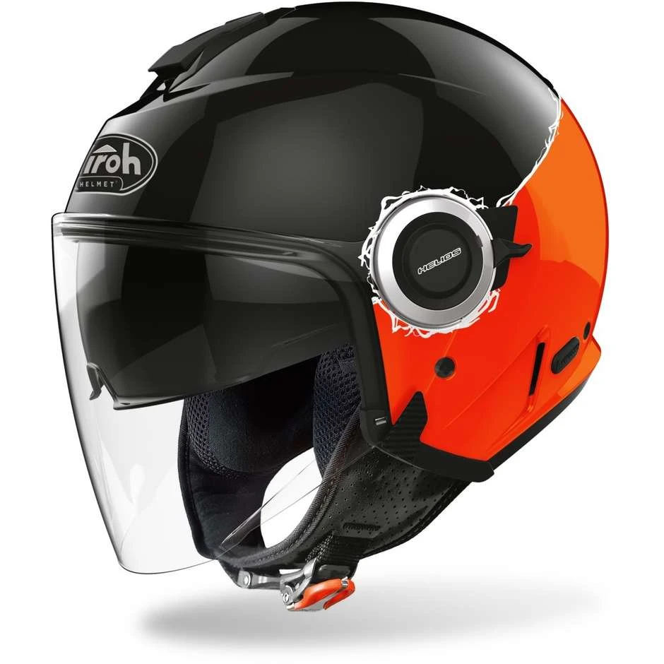 Casque De Moto Double Visière Jet Airoh HELIOS Fluo Black Glossy Orange 3 Casque De Moto Double Visière Jet Airoh HELIOS Fluo Black Glossy Orange