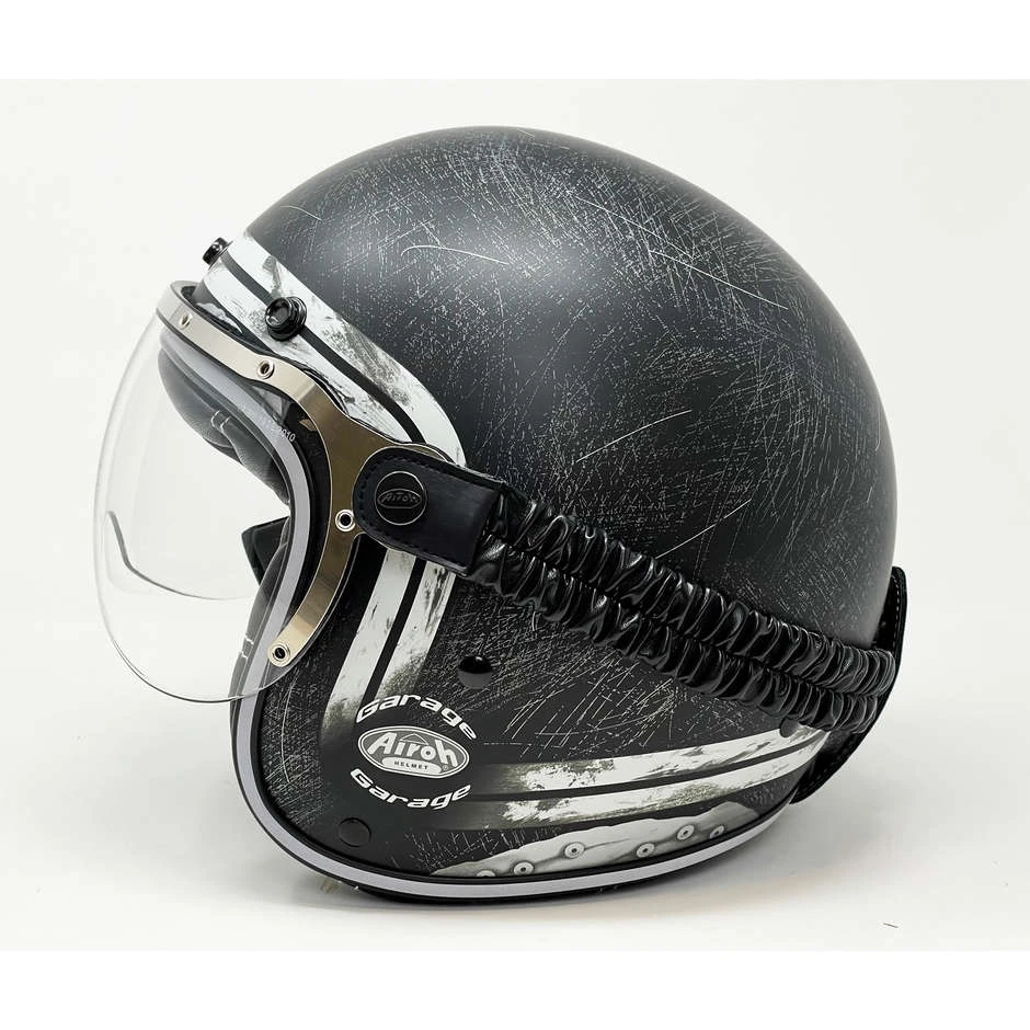 Casque De Moto Jet Custom Airoh Garage Raw Matt Avec Des Lunettes 9 Casque De Moto Jet Custom Airoh Garage Raw Matt Avec Des Lunettes – Image 7