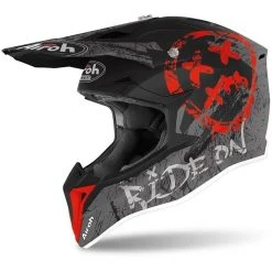 Casque Enfant Moto Cross Enduro Airoh WRAAP YOUTH Smile Rouge Mat