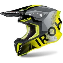 Casque Moto Cross Enduro Airoh TWIST 2.0 Bit Jaune Brillant