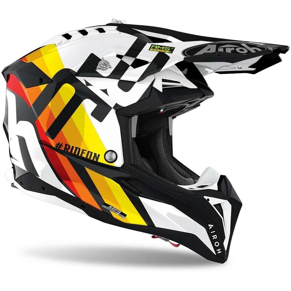 Casque Moto Cross Enduro En Fibre HPC Airoh AVIATOR 3 Rainbow Blanc 5 Casque Moto Cross Enduro En Fibre HPC Airoh AVIATOR 3 Rainbow Blanc – Image 3
