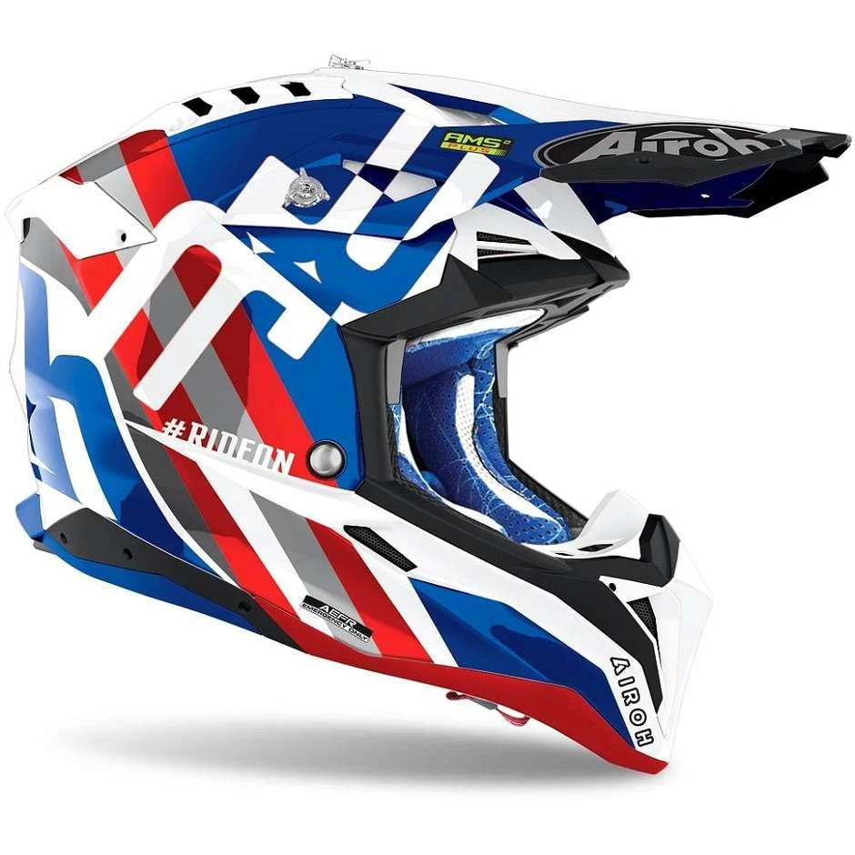 Casque Moto Cross Enduro En Fibre HPC Airoh AVIATOR 3 Rainbow Bleu Rouge 4 Casque Moto Cross Enduro En Fibre HPC Airoh AVIATOR 3 Rainbow Bleu Rouge – Image 2