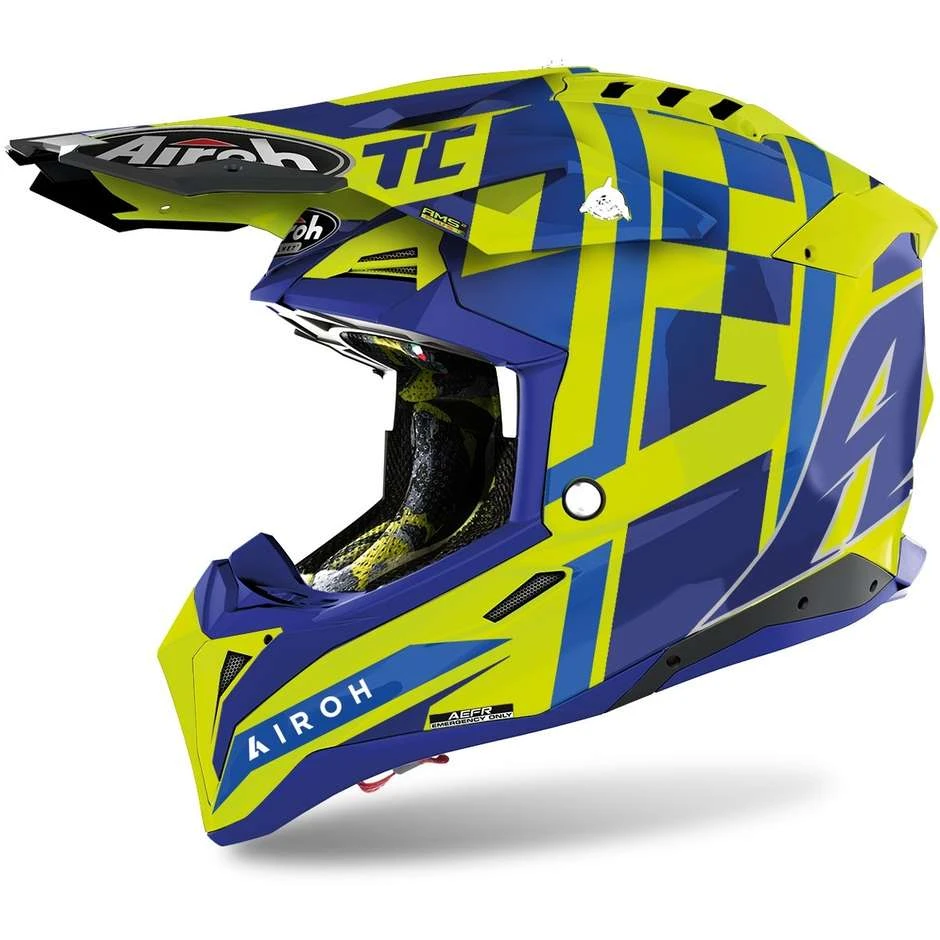 Casque Moto Cross Enduro En Fibre HPC Airoh AVIATOR 3 TC21 Brillant 3 Casque Moto Cross Enduro En Fibre HPC Airoh AVIATOR 3 TC21 Brillant