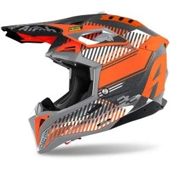 Casque Moto Cross Enduro En Fibre HPC Airoh AVIATOR 3 Wave Glossy Orange Chrome
