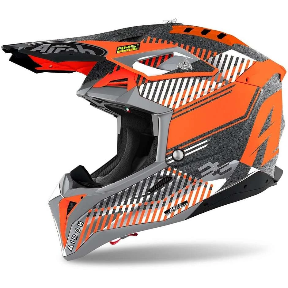 Casque Moto Cross Enduro En Fibre HPC Airoh AVIATOR 3 Wave Glossy Orange Chrome 3 Casque Moto Cross Enduro En Fibre HPC Airoh AVIATOR 3 Wave Glossy Orange Chrome