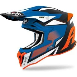 Casque Moto Cross Enduro En Fibre HPC Airoh STRYCKER Axe Orange Bleu Opaque