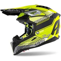 Casque Moto Cross Enduro En HPC Airoh Fibre AVIATOR 3 Wave Jaune Mat