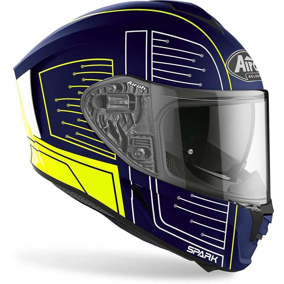 Casque Moto Intégral Double Visière Airoh SPARK Cyrcuit Bleu Mat 4 Casque Moto Intégral Double Visière Airoh SPARK Cyrcuit Bleu Mat – Image 2