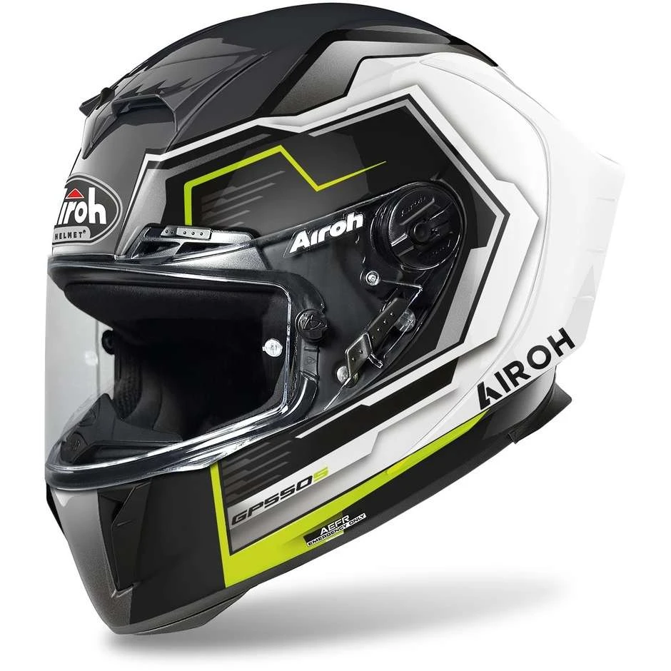 Casque Moto Intégral En Fibre Airoh GP550 S Rush Blanc Jaune Brillant 3 Casque Moto Intégral En Fibre Airoh GP550 S Rush Blanc Jaune Brillant