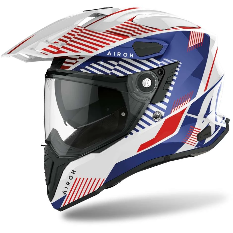 Casque Moto Intégral On-Off Touring Airoh COMMANDER Boost Blanc Bleu Brillant 3 Casque Moto Intégral On-Off Touring Airoh COMMANDER Boost Blanc Bleu Brillant