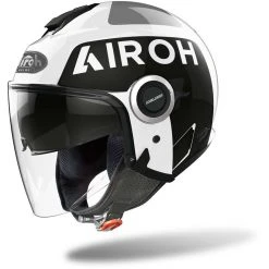 Casque Moto Jet Double Visière Airoh HELIOS Up Blanc Brillant