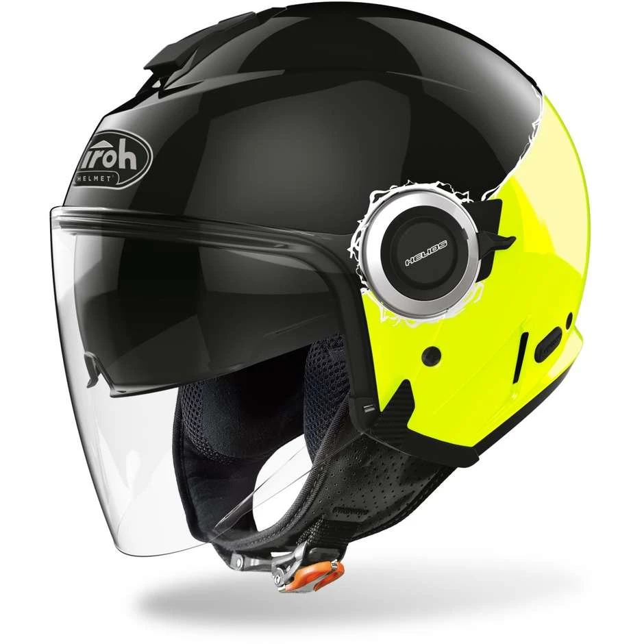 Casque Moto Jet Double Visor Airoh HELIOS Fluo Black Glossy Yellow 3 Casque Moto Jet Double Visor Airoh HELIOS Fluo Black Glossy Yellow